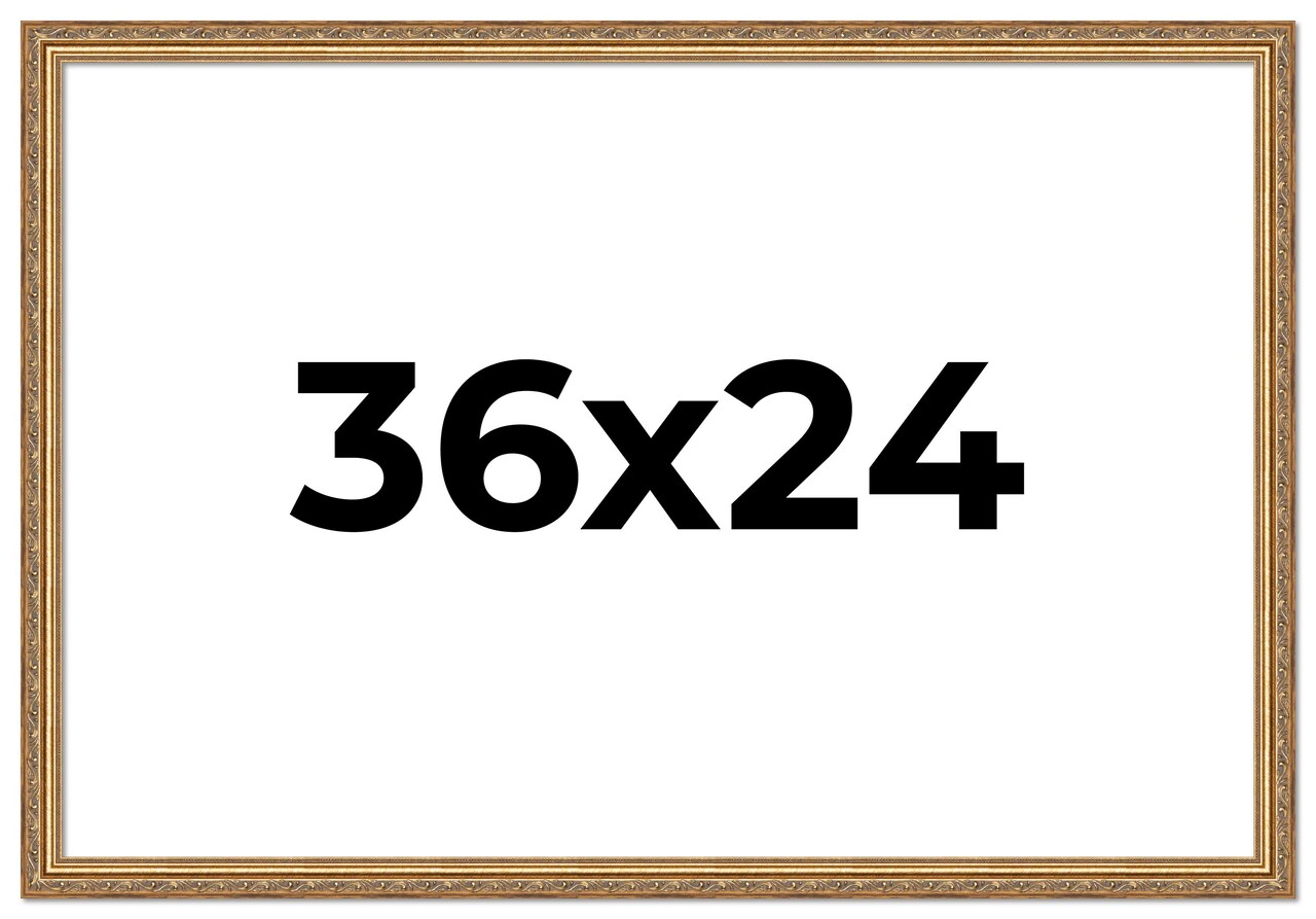 36x24 Solid Wood Antique Picture Frame with UV-Resistant Acrylic & Acid-Free Backing, Available in 4 Finishes: Bronze, Gold, Silver, and Gold with Black